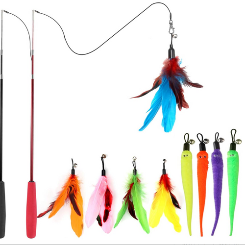 Interactive Feather Wand Toy for Cats