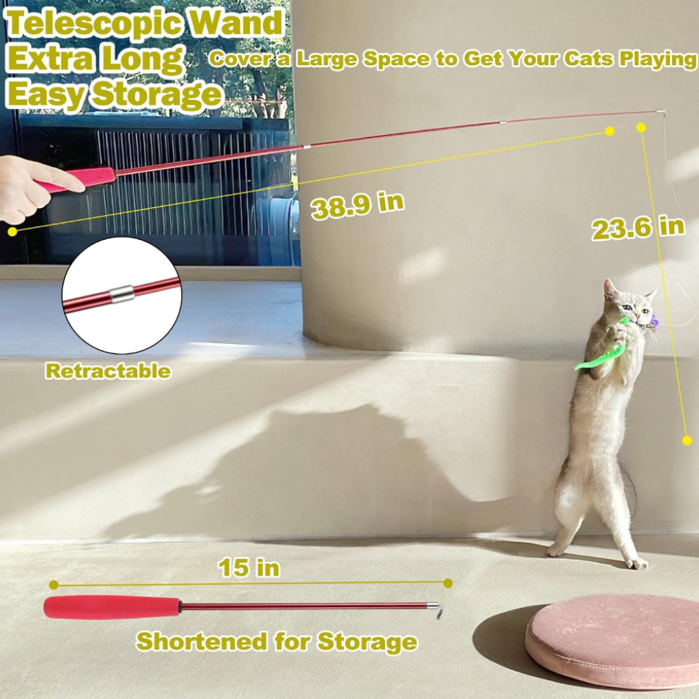 Interactive Feather Wand Toy for Cats