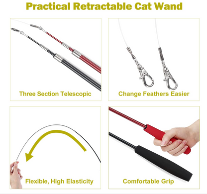 Interactive Feather Wand Toy for Cats
