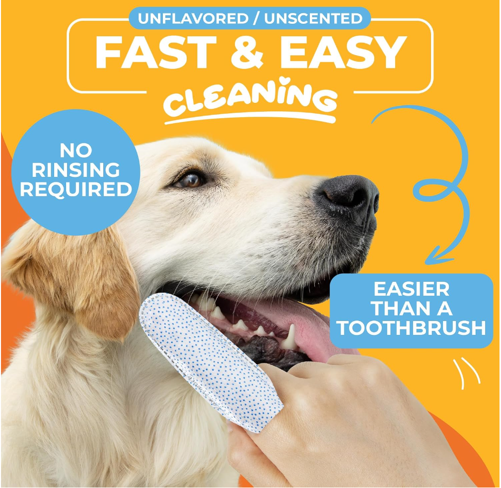 Pet Dental Cleaning Finger Wipes Gentle Daily Oral Care for Fresh Breath & Healthy Teeth