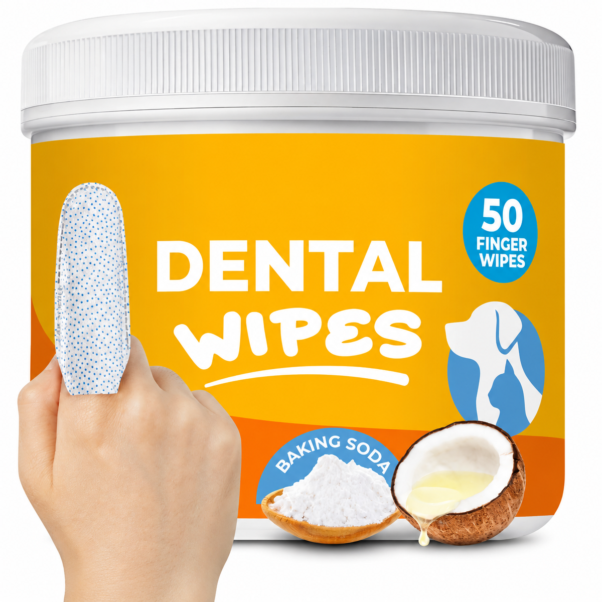 Pet Dental Cleaning Finger Wipes Gentle Daily Oral Care for Fresh Breath & Healthy Teeth