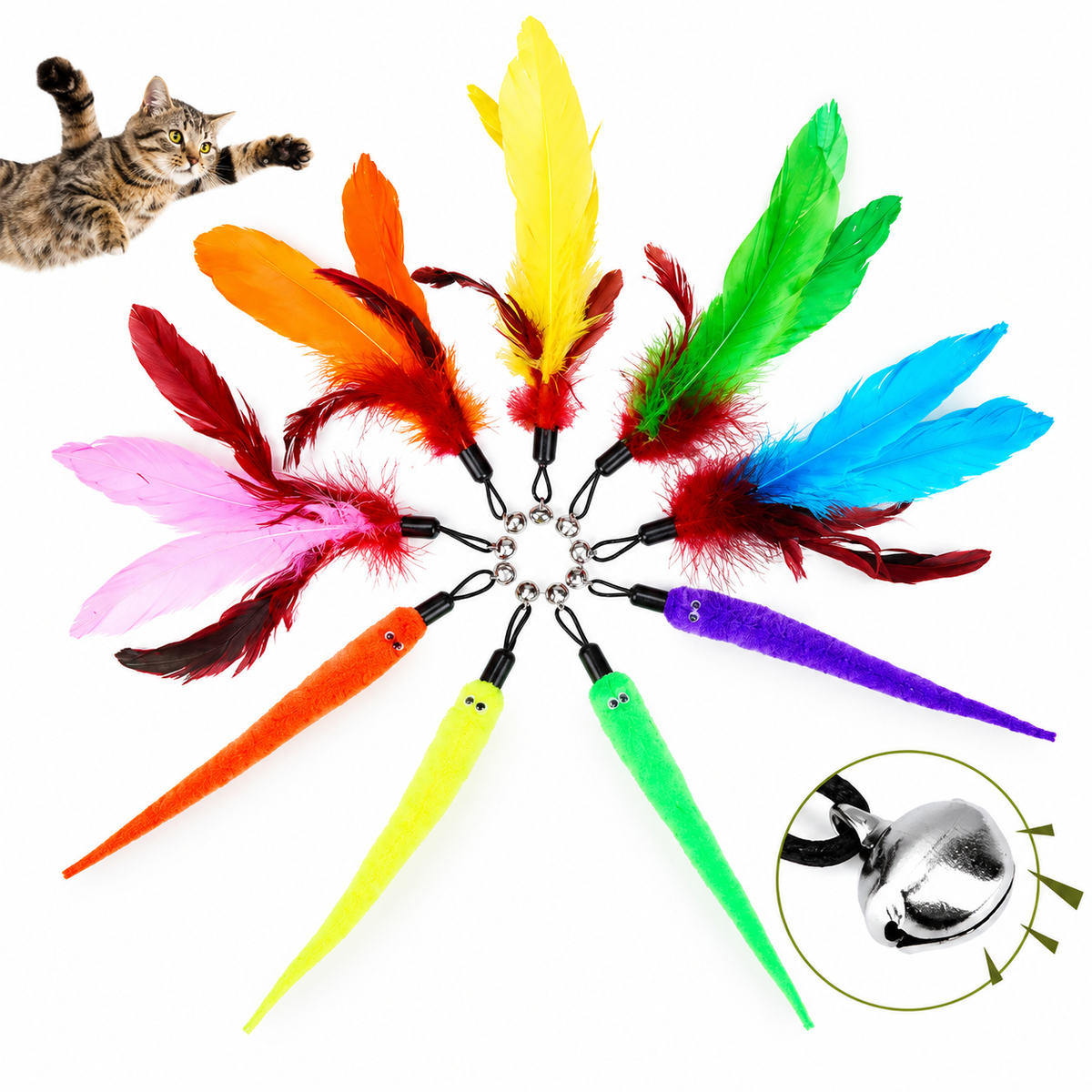 Interactive Feather Wand Toy for Cats